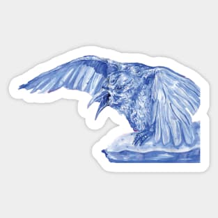 Omniscient Blue Raven Sticker